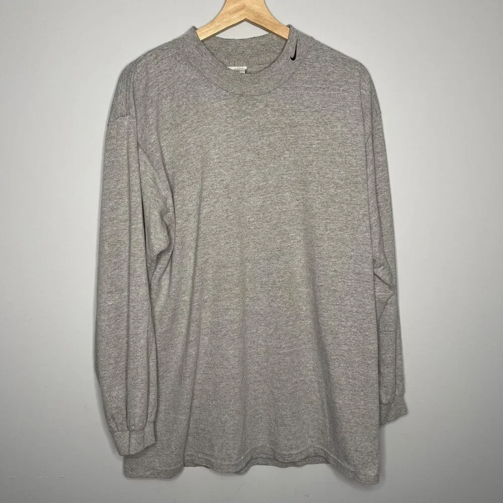 Mens Large Grey Nike Long sleeve‎ tee t shirt